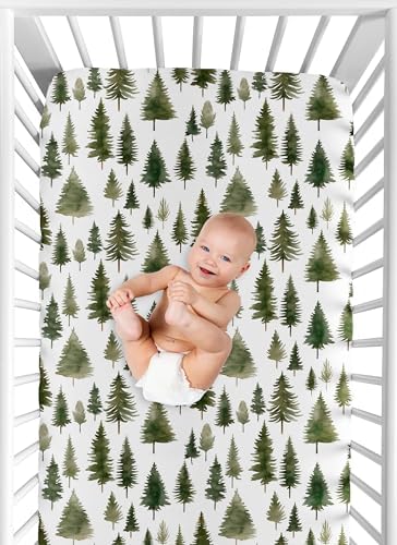 Sweet Jojo Designs Sage Green Woodland Crib Sheet 1