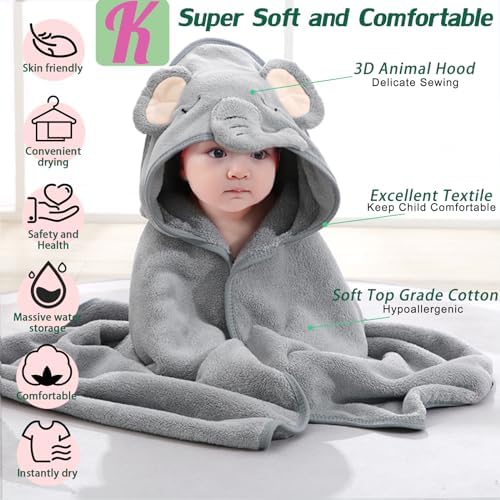 Kmilro Baby Hooded Towels 4 Pack Unisex