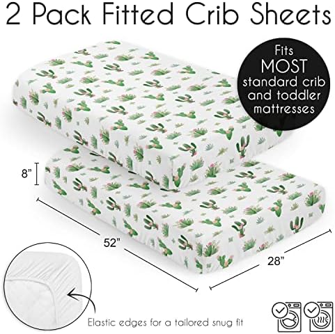 Sweet Jojo Designs Boho Floral Cactus Crib Sheet Set 2pc