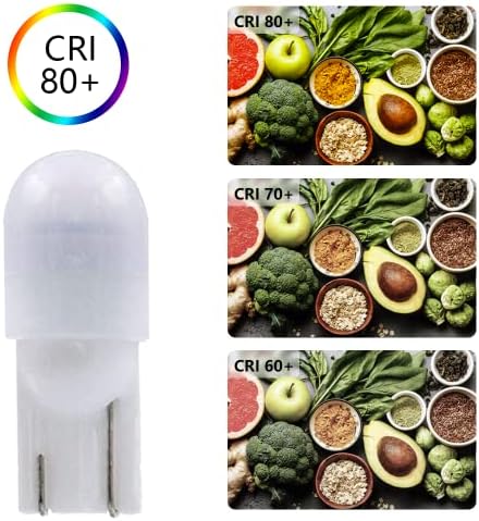 Noobibaba T10 Wedge Base LED Bulb 12V 1W 10-Pack Warm White 2700K