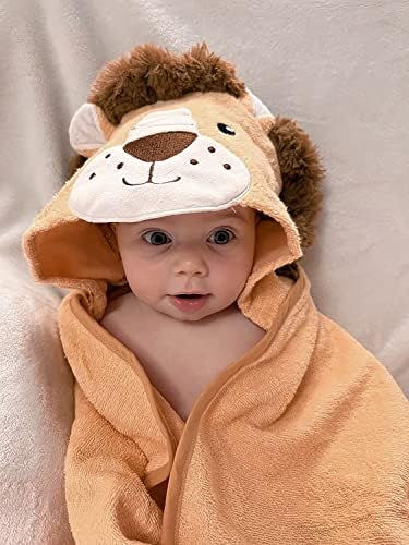 Baby Animal Hooded Towel and Washcloth Set - Lively Little Lion