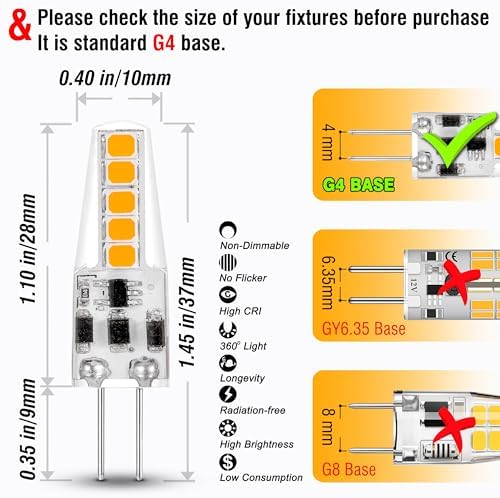 ALIDE G4 LED Bulbs 12V 24V 10W 20W Warm White 2700K 10 Pack