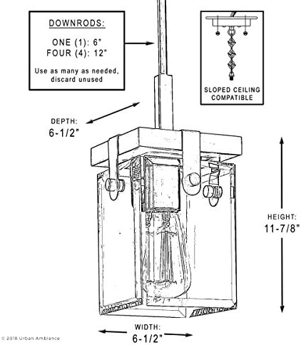 Urban Ambiance Farmhouse Pendant Light - Brushed Nickel and Clear Shade
