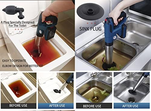 High Pressure Air Toilet Plunger for Bathroom and Kitchen Clogs Blue