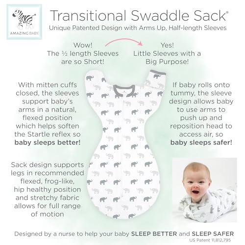 Amazing Baby Transitional Swaddle Sack - Sterling Tiny Bear 0-3 Months