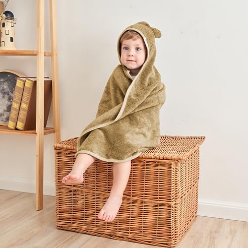 Munich Blue Toddler Bath Towel with Bear Ears - 600 GSM 35x35 inch