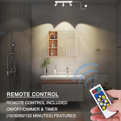 LUXSWAY 3-Head Dimmable Under Cabinet Track Light with Remote