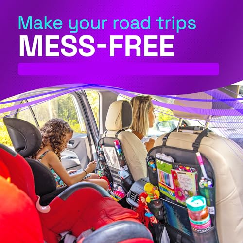 Set of 2 PU Leather Car Seat Organizers with LCD Drawing Tablets 1