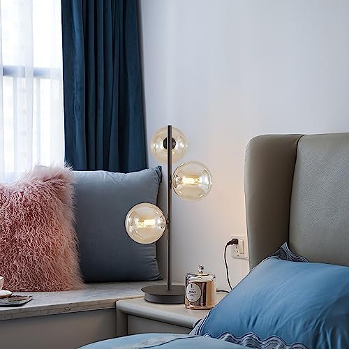 Fulesi Black Globe 3-Light Mid Century Modern Desk Lamp