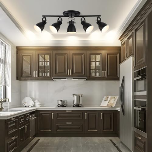 KEESFU 5 Light Track Lighting Fixtures Ceiling Black Modern