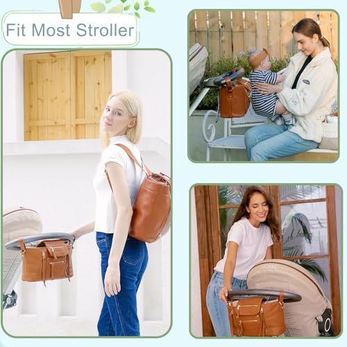 Miss Fong Stroller Organizer with Insulated Cup Holder and Adjustable Strap Brown