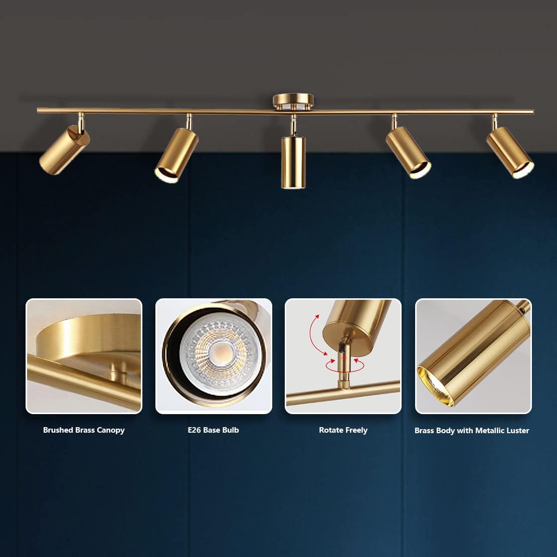 KCO 5-Light LED Track Lighting Kit Brushed Brass 1