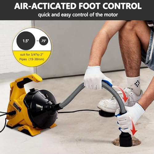 GarveeTech 30 Foot Auto Feed Electric Drain Auger