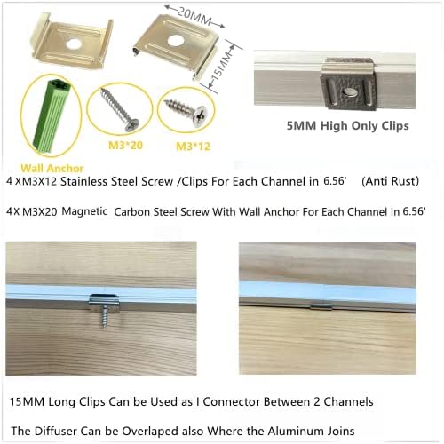 LED Strip U Channel Diffuser 10-Pack 656FT Surface Mounted Tape Light