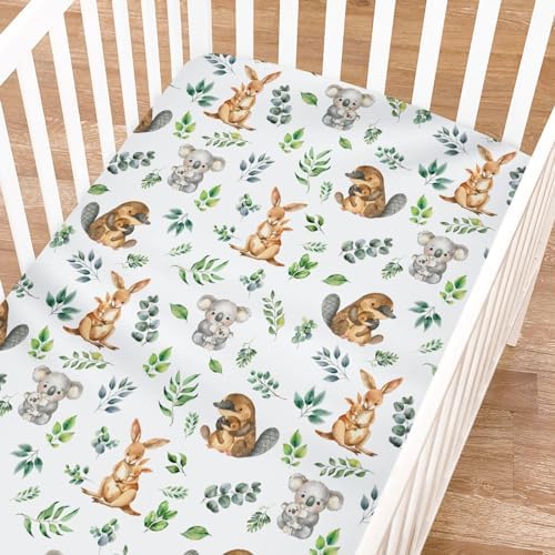 KASTLEE Baby Crib Sheets with Koala and Kangaroo Design