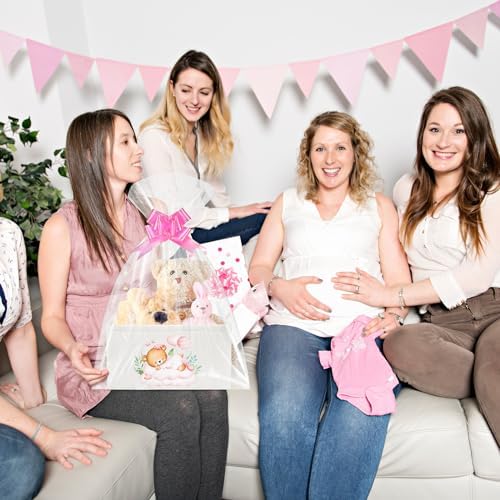 Pickmesh Pink Bear Baby Storage Basket with Handles