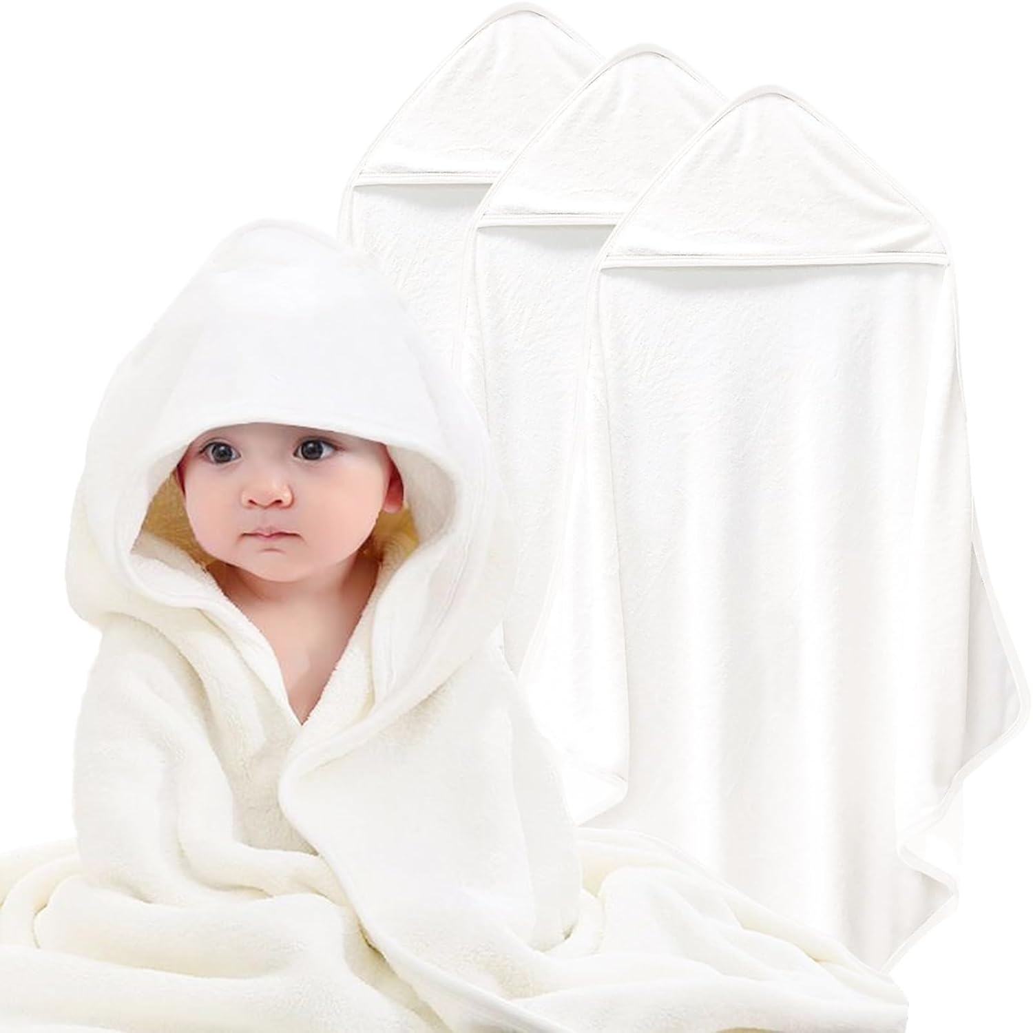 Yaiseiko 3 Pack Hooded Baby Bath Towels