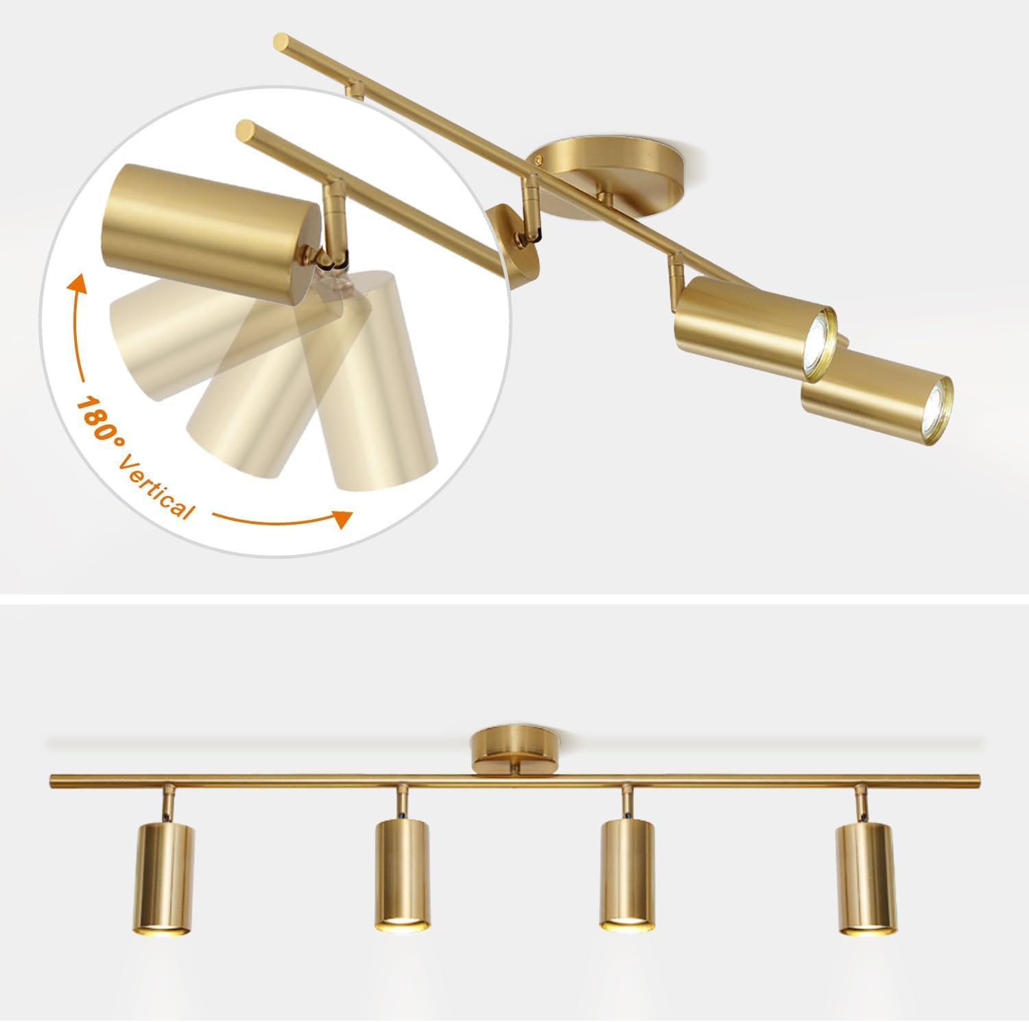 KCO 4-Light Gold LED Track Light Kit Brushed Brass