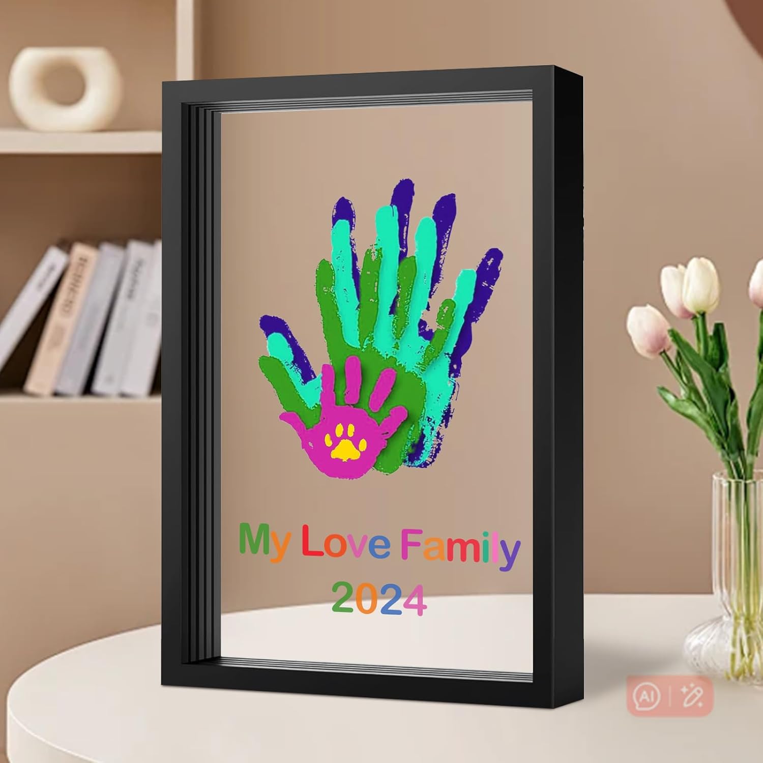 Family Handprint DIY Craft Kit with Wooden Frame