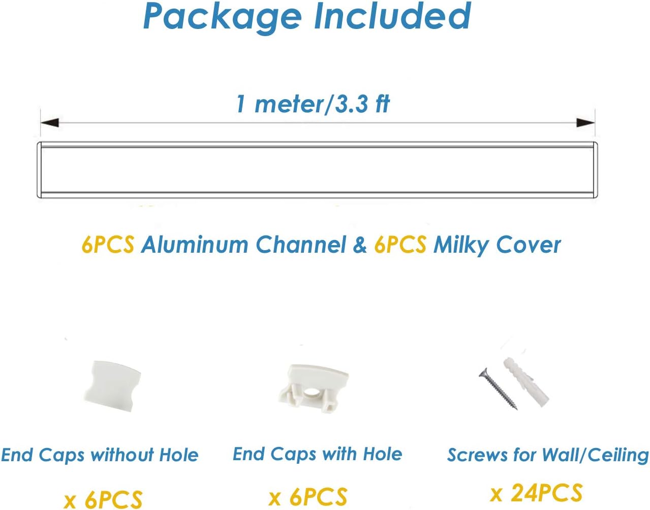 Besseto Plaster-in LED Aluminum Channel 6 Pack