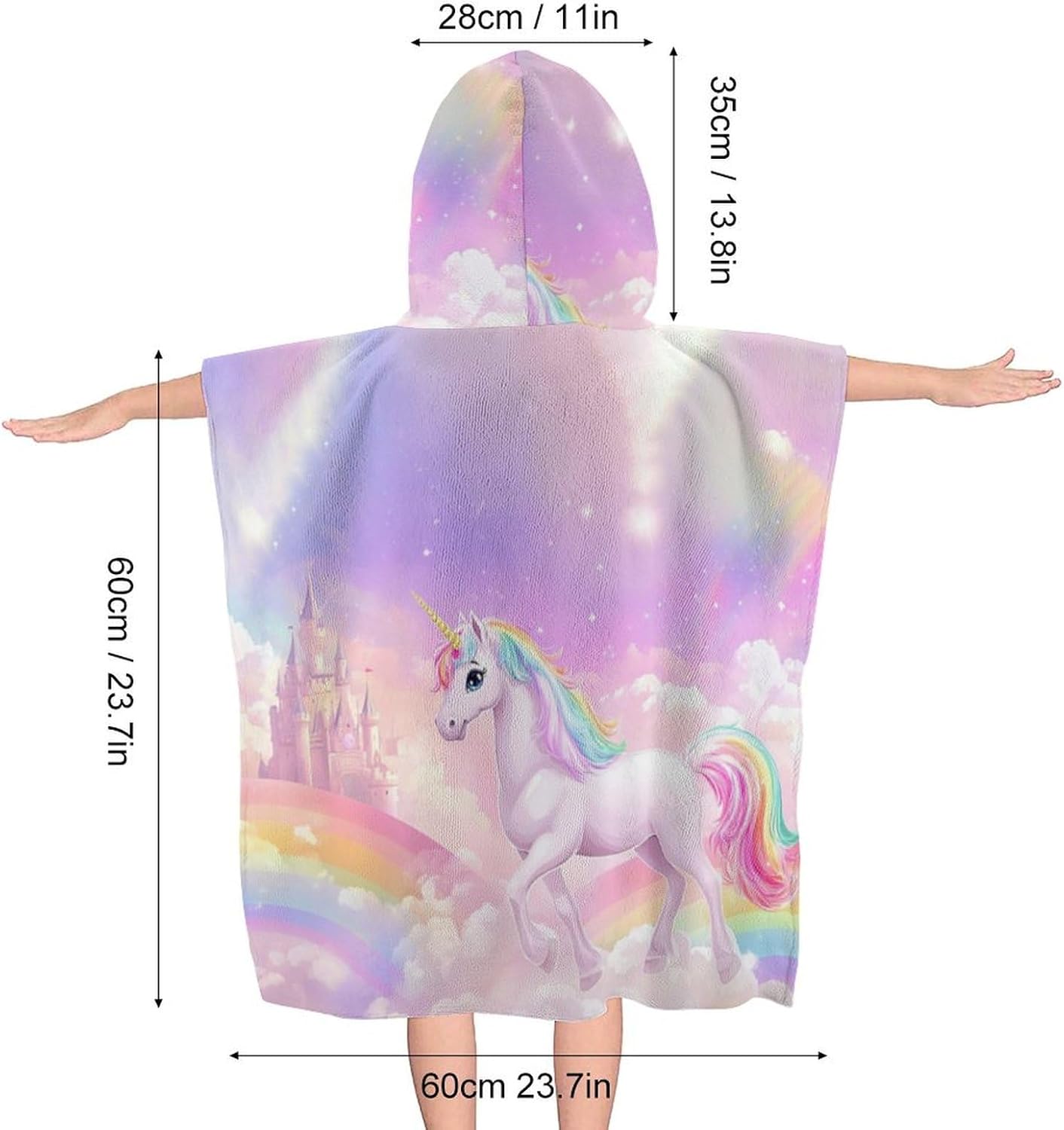 Personalized Unicorn Hooded Bath Towel for Kids