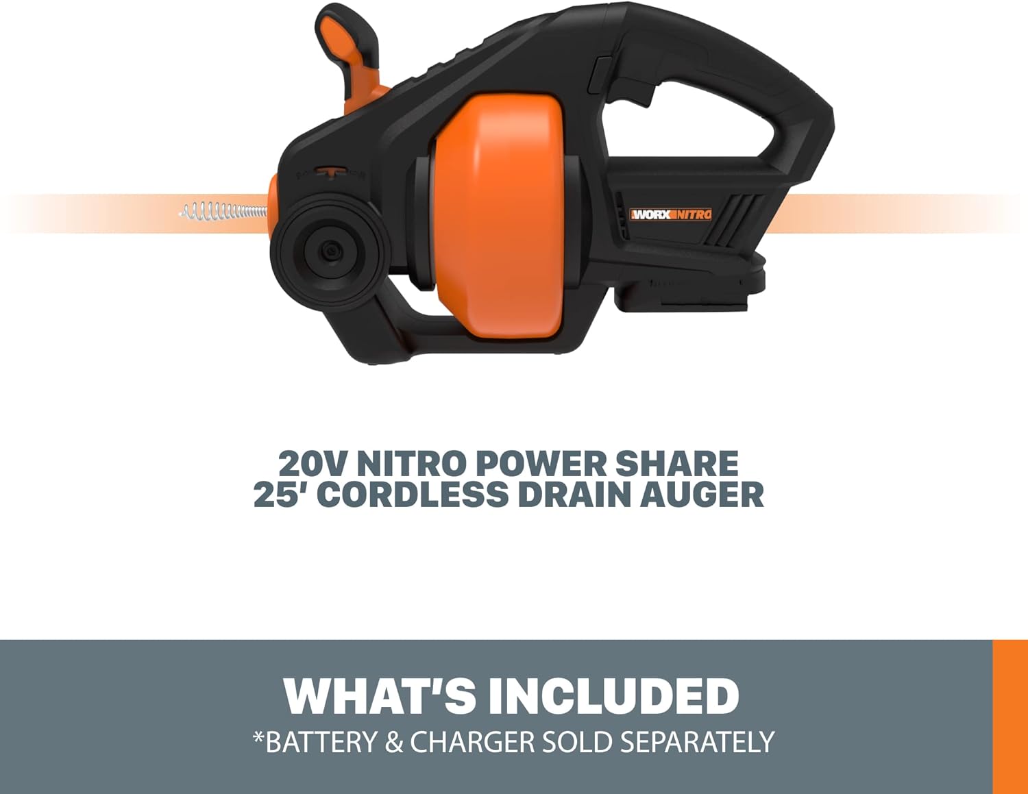 WORX Nitro 20V Power Share Drain Auger 25 ft