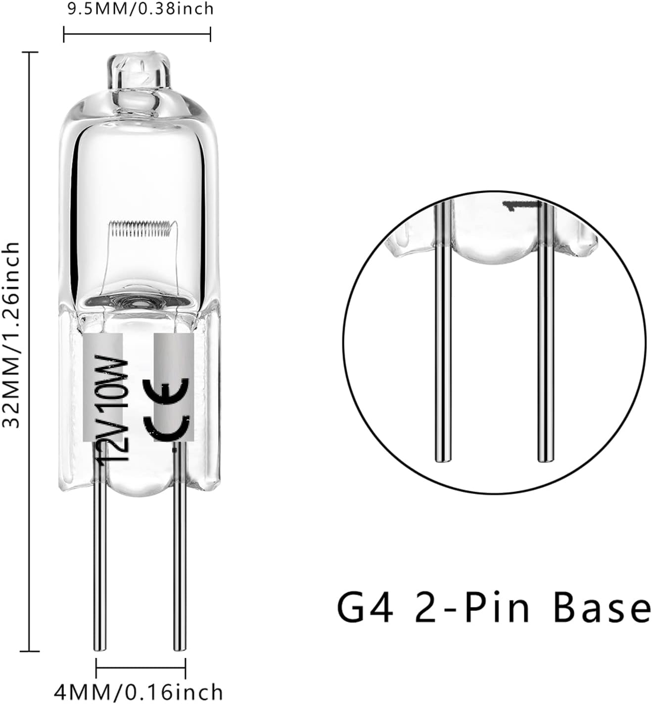 AHEVO 10W 12V Warm White Halogen Bulb G4 Bi-Pin 10 Pack