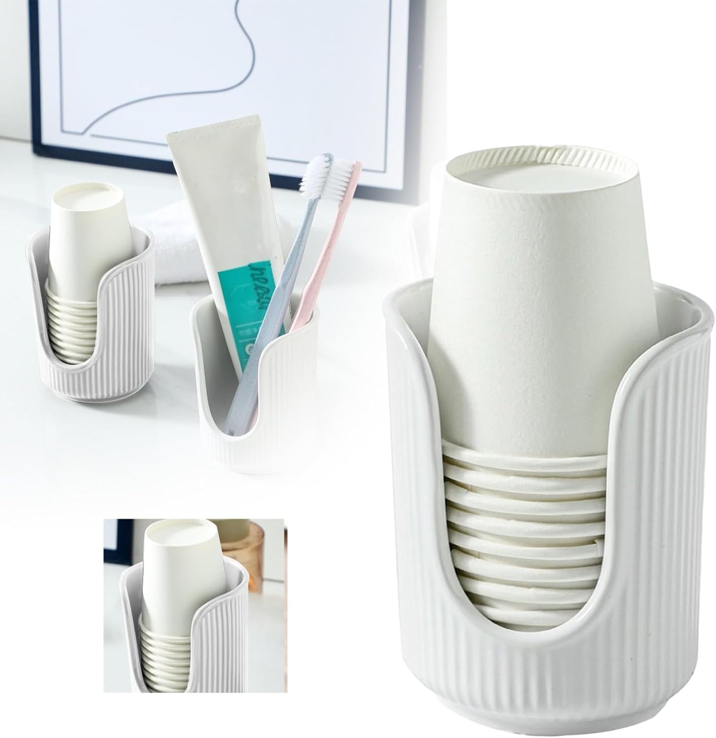 Sleek Multi-Functional Cup Dispenser for Bathroom and Kitchen