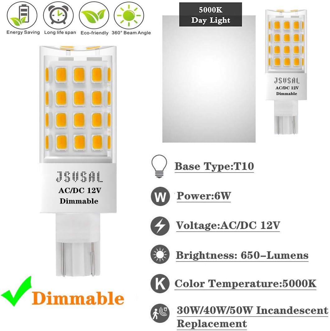 T5 T10 Wedge Base LED Bulb 6W 650lm 4-Pack