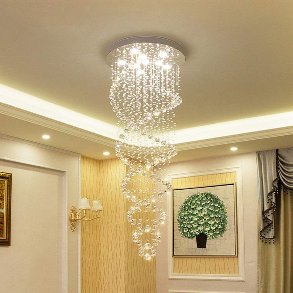 LED Hanging Chandelier with Double Spiral Crystal Design