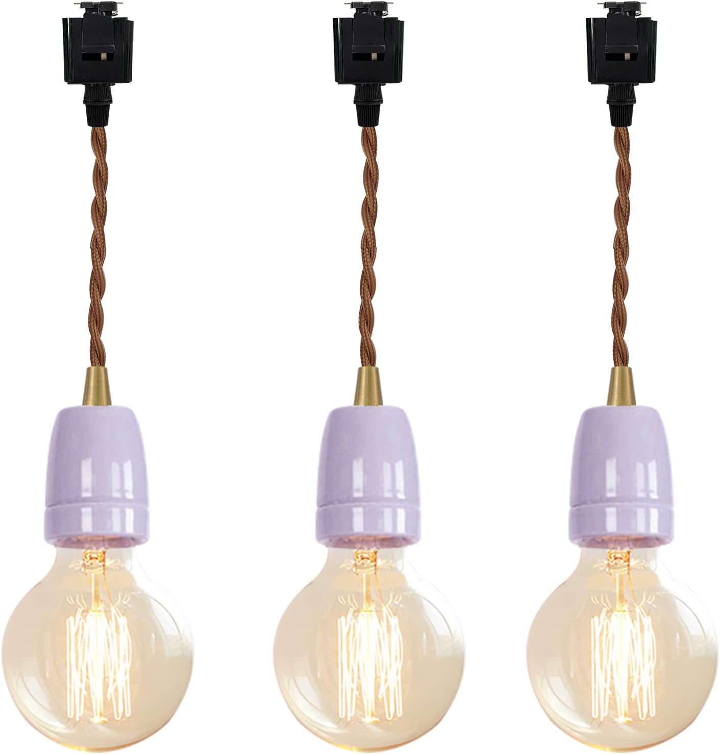 KAYYELAMP Purple E26 Ceramic Track Pendant Light Set of Three 1
