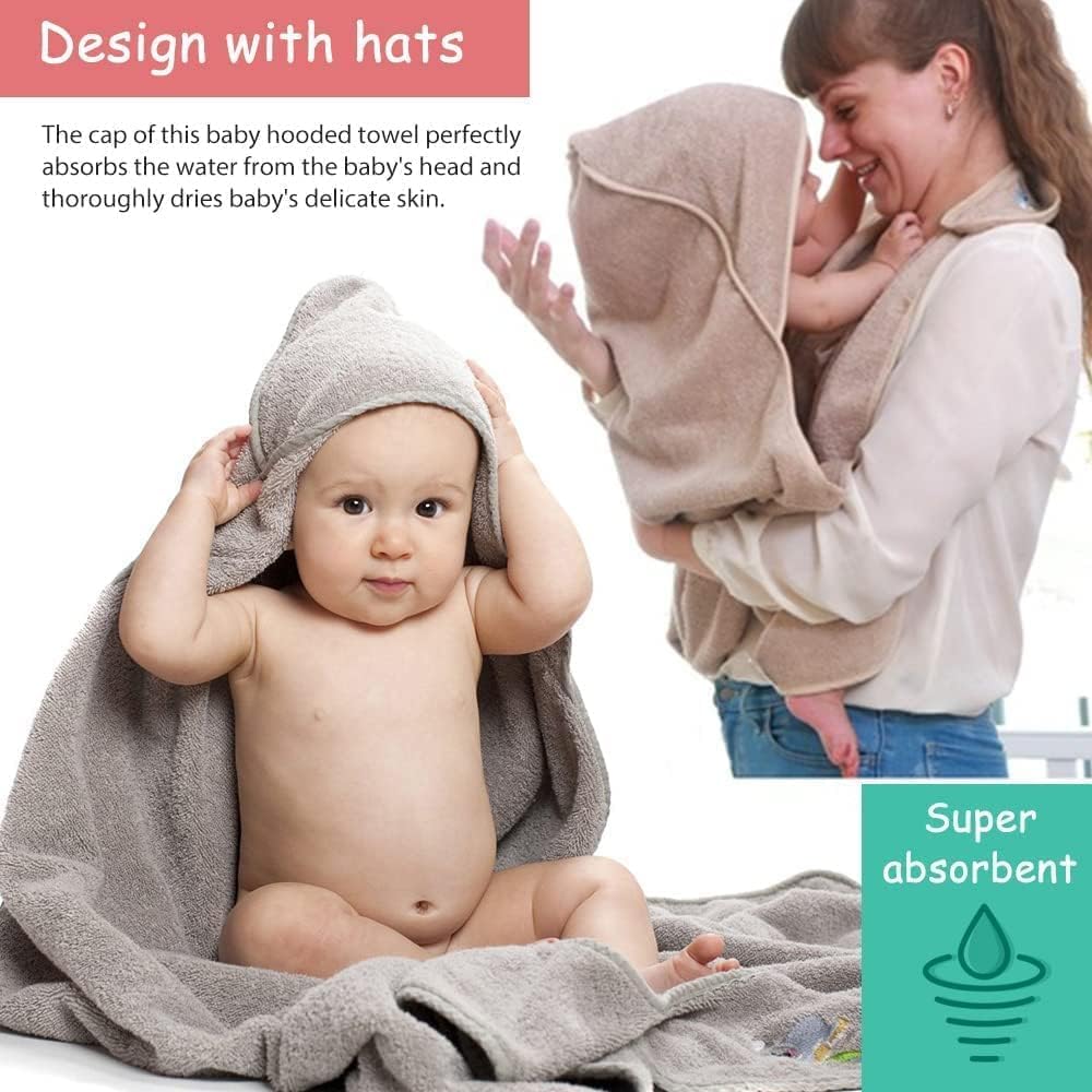 KLERICER Hooded Baby Towel - 354 x 354 Inch Grey