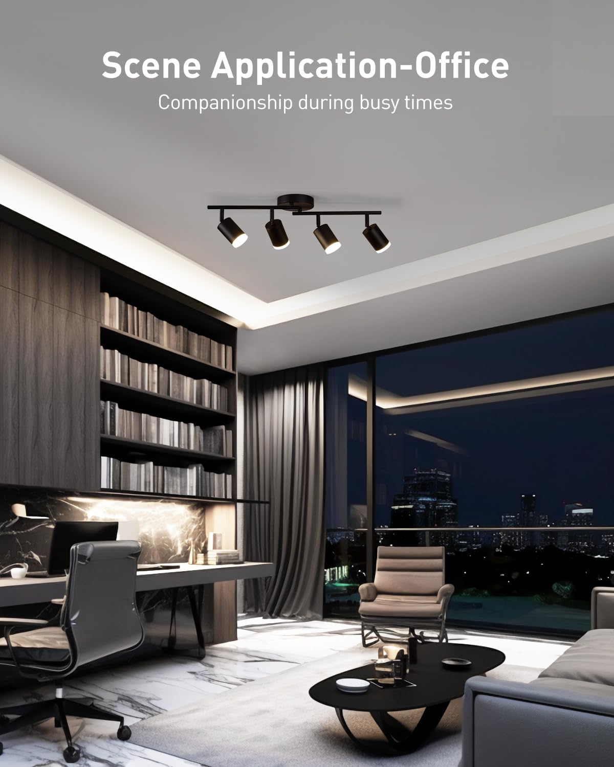 Bojim 4-Light LED Track Lighting Kit Black