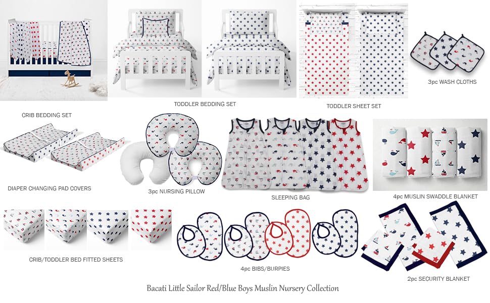 Bacati Little Sailor 100 Cotton Muslin Crib Sheets 1