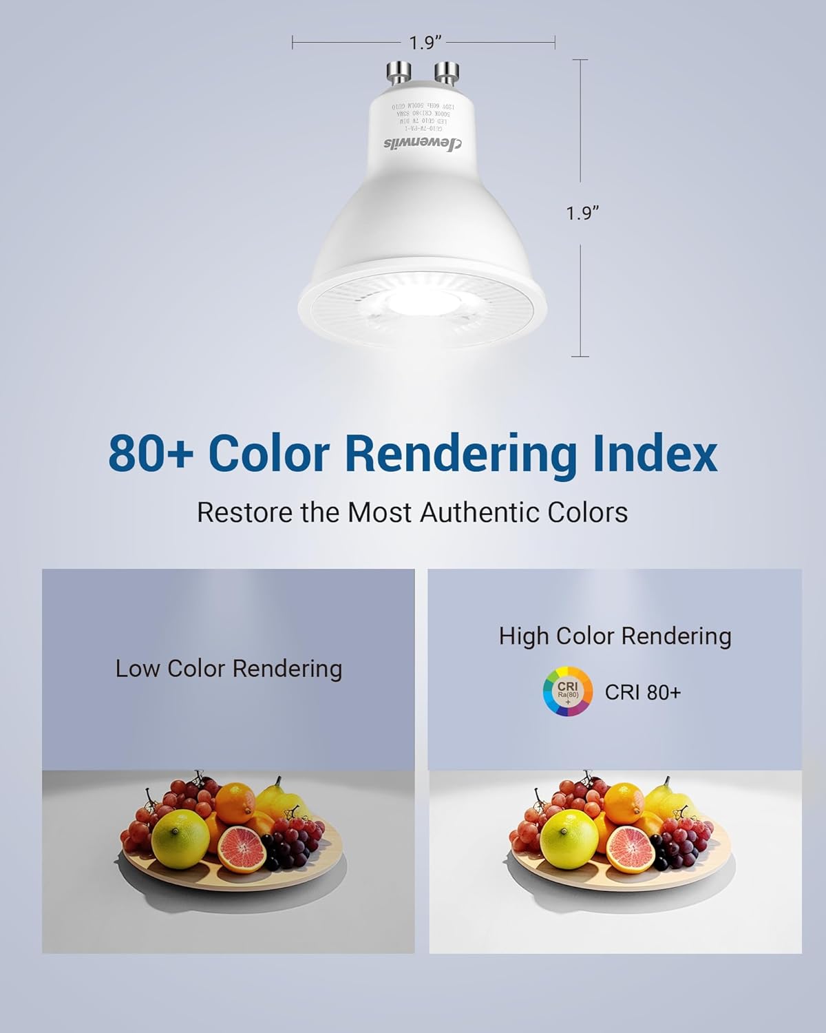 DEWENWILS 10-Pack Dimmable GU10 LED Bulbs 5000K 7W 500LM