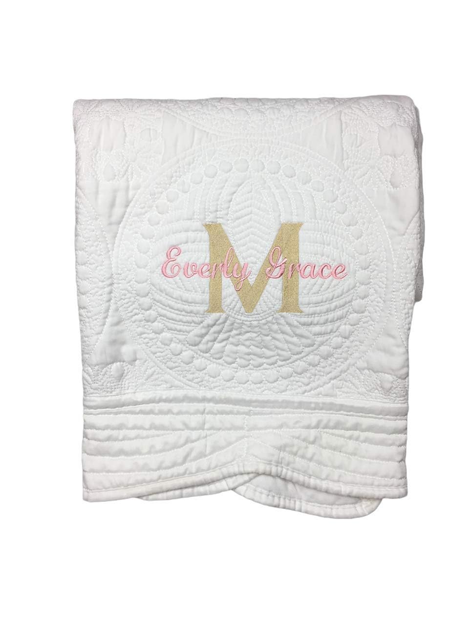 Personalized Baby Quilt with Monogram for Toddler or Baby Girl