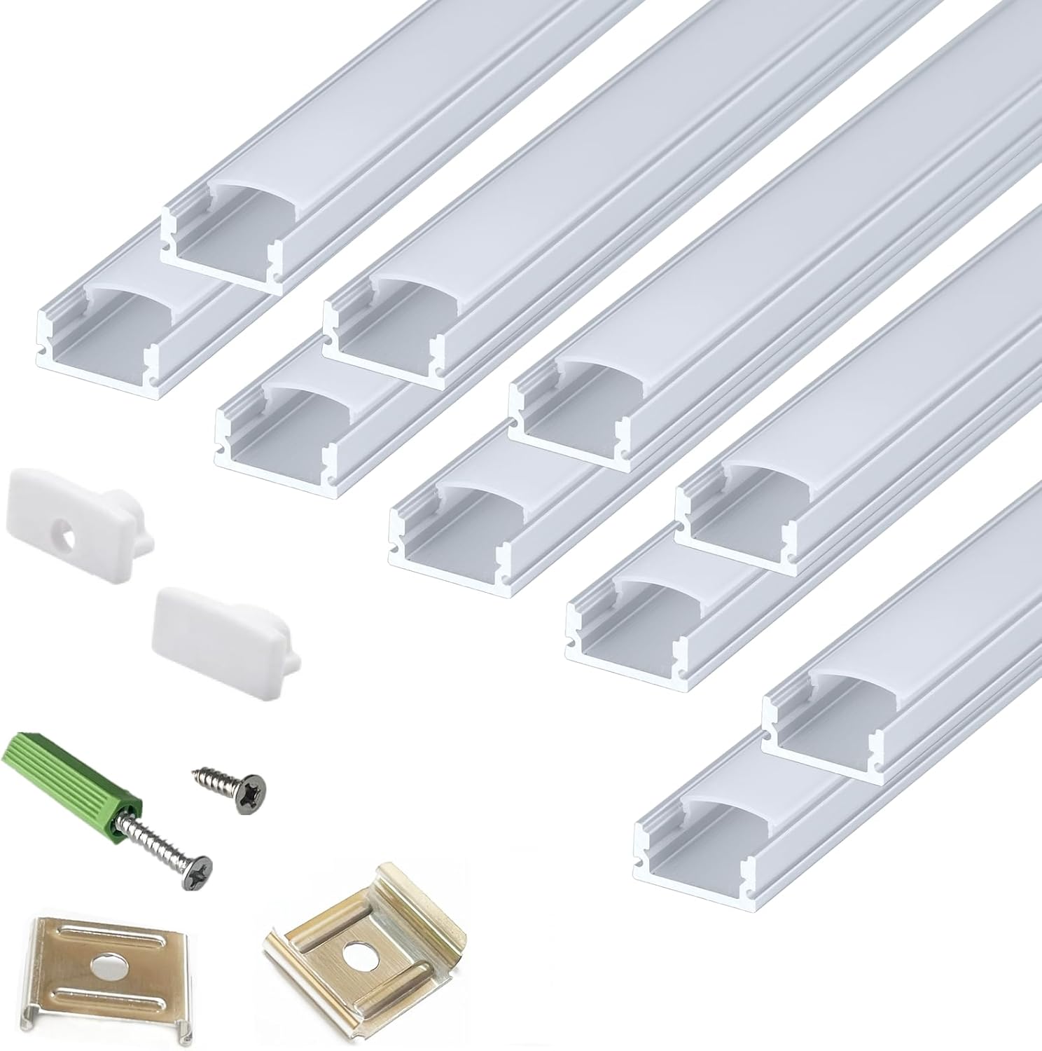 LED Strip U Channel Diffuser 10-Pack 656FT Surface Mounted Tape Light