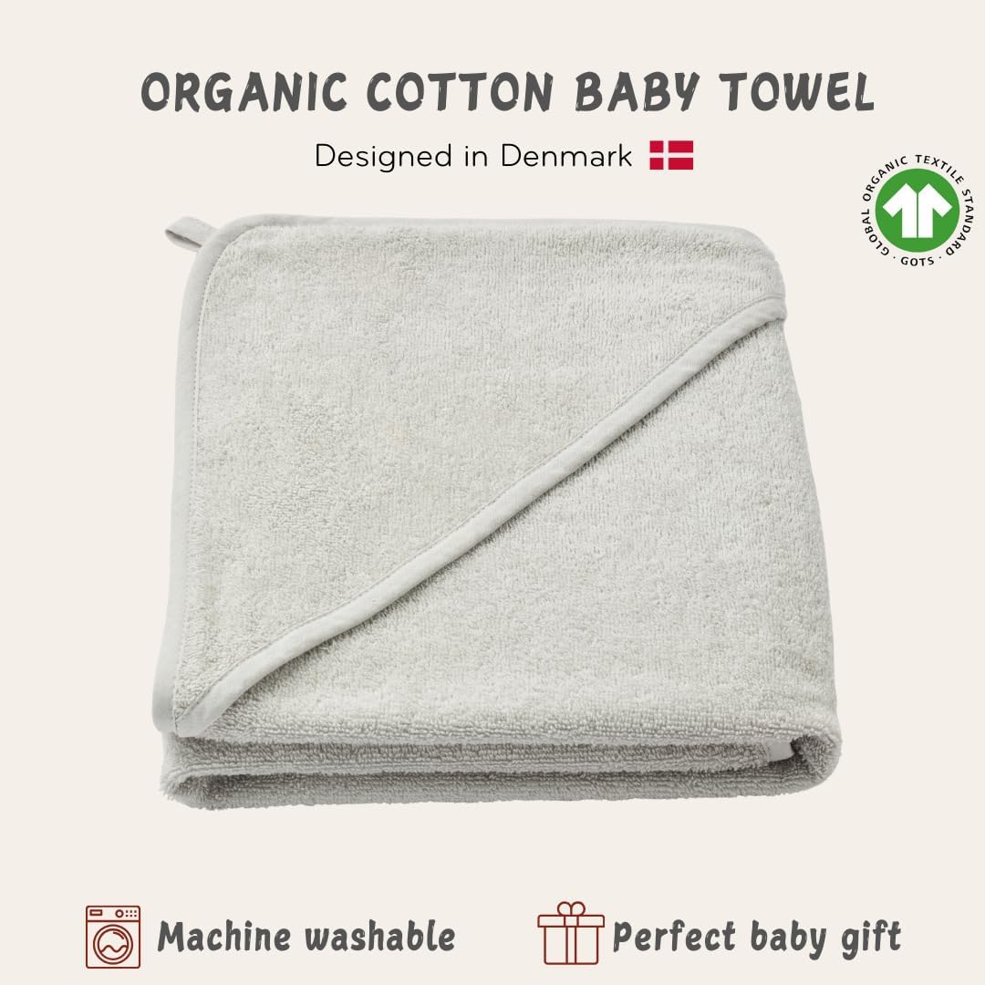 Huxie Baby Hooded Towel - Pearl Grey