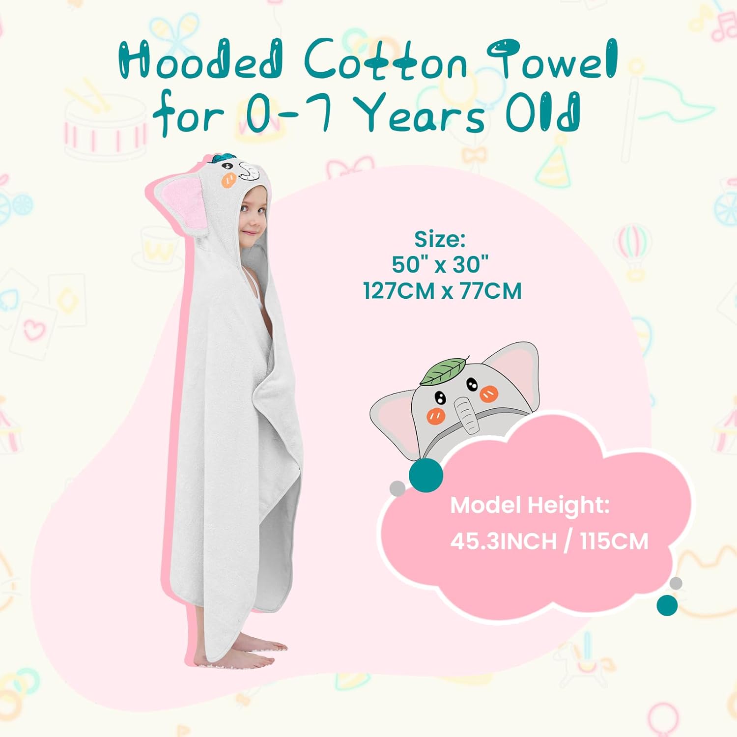 Style Quarters Gray Elephant Hooded Towel for Kids