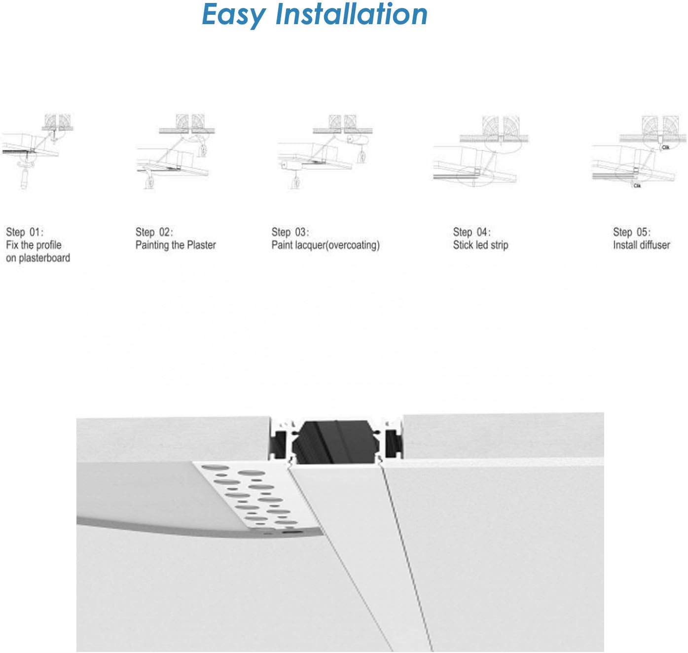 Besseto Plaster-in LED Aluminum Channel 6 Pack