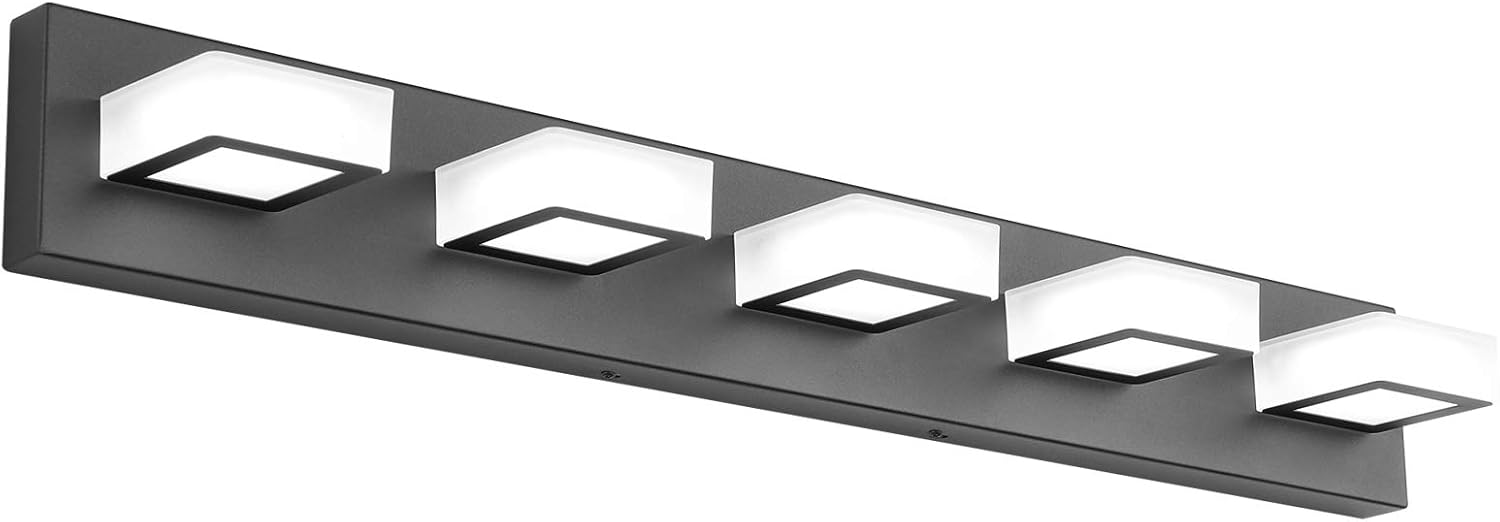 Ralbay 5 Light Modern Black Vanity Lights Over Mirror 1