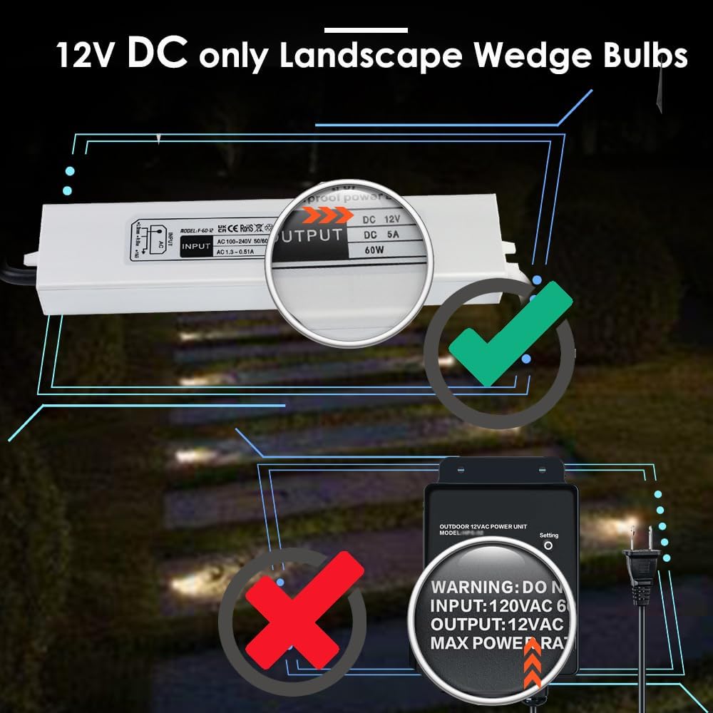 Noobibaba T10 Wedge Base LED Bulb 12V 1W 10-Pack Warm White 2700K