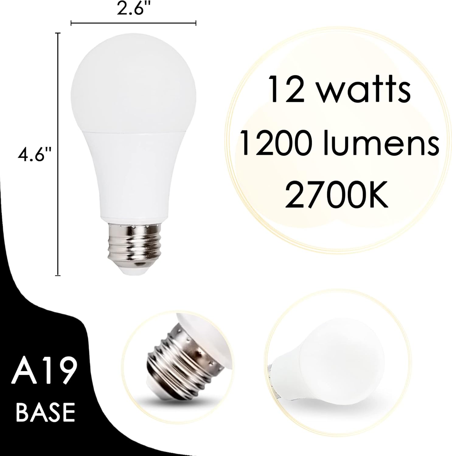 ChipHy Light Bulbs 3 Level Brightness 2700K Warm White 2-Packs