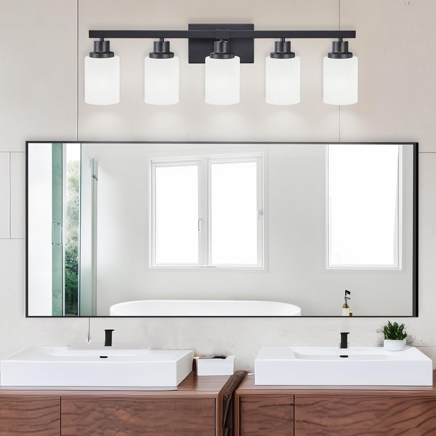 DIKAIDA 5-Light Matte Black Vanity Light Fixture