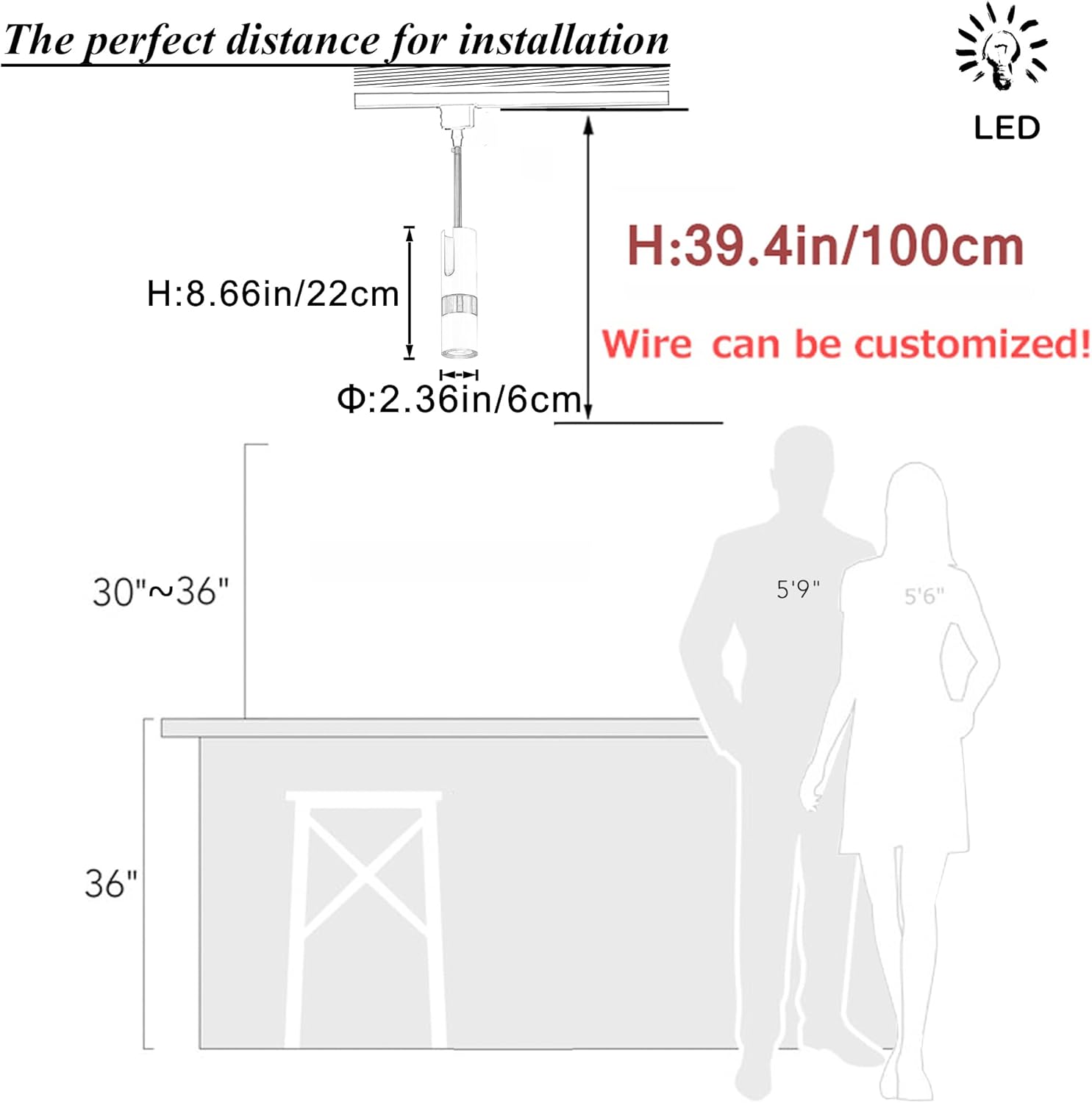 Juno Track Lighting LED Pendant Light 32 Ft Black Iron Adjustable