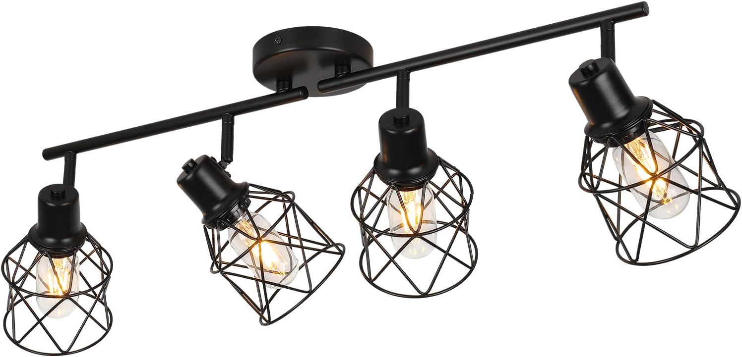 WILON 4-Light Track Ceiling Spot Light with Rotatable Arms and Industrial Design
