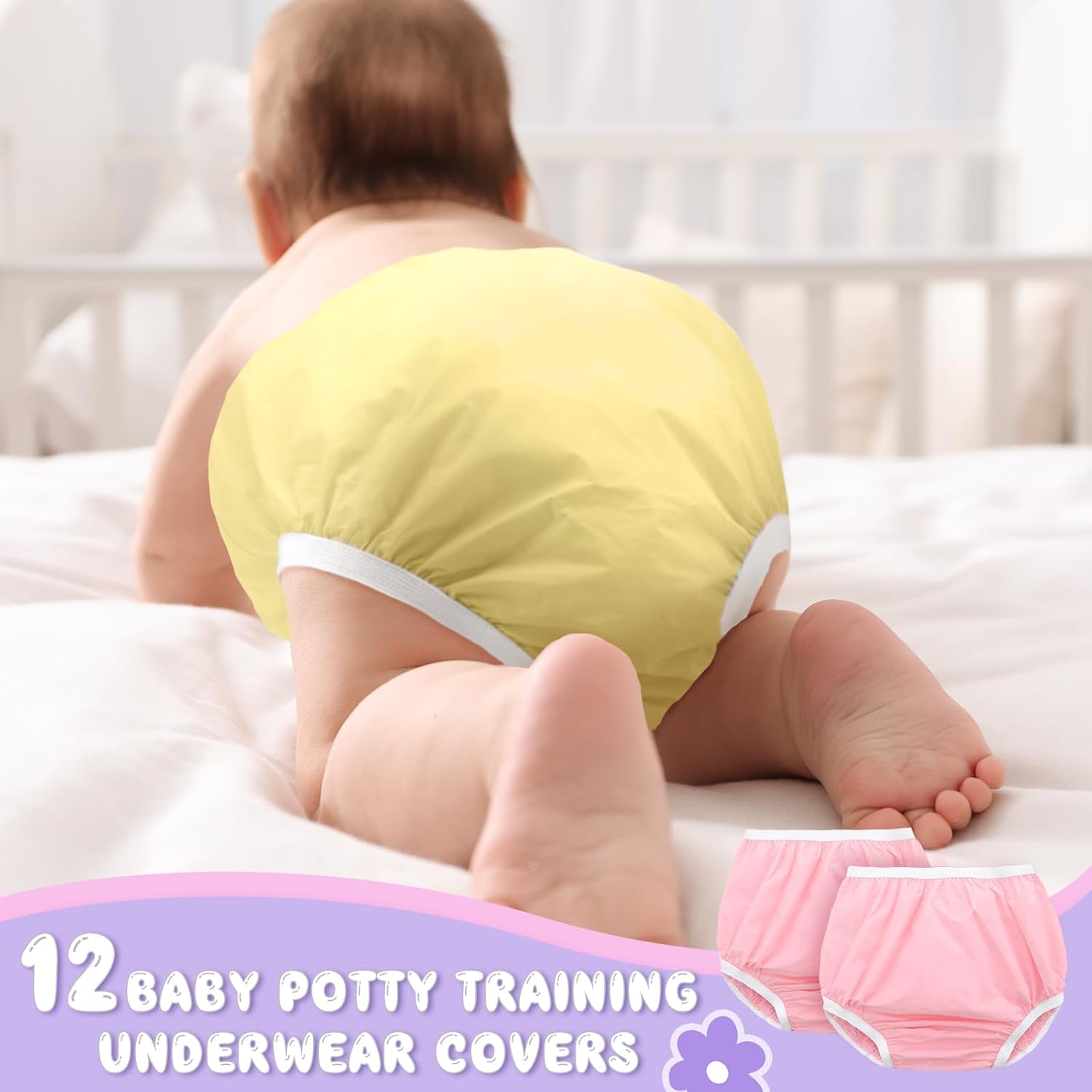 Funtery 12-Pack Waterproof Training Pants for Toddlers Reusable Diaper Covers Unisex