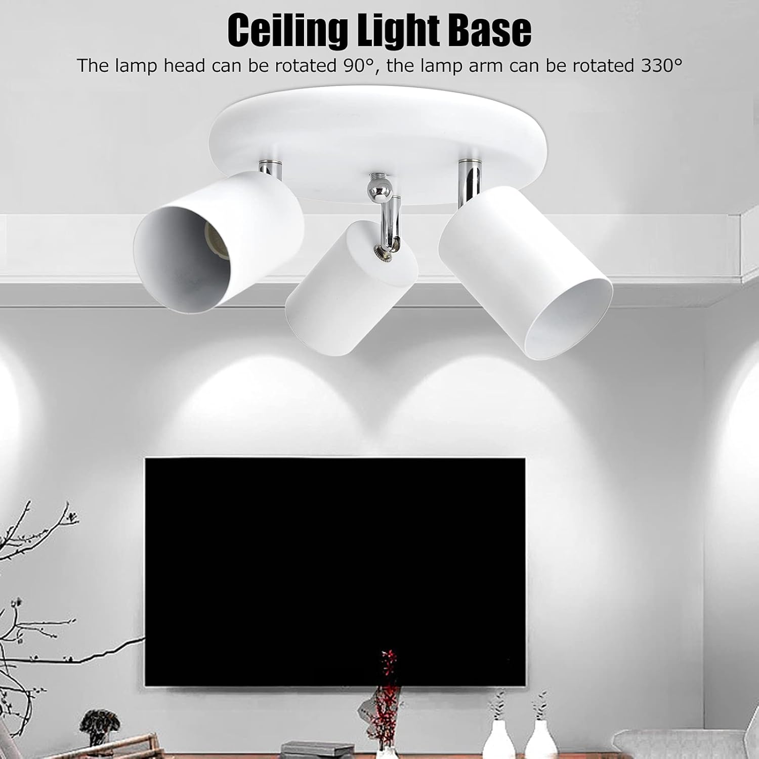 Ceiling Spotlight Holder with Rotatable Base Matte Black 3 Positions