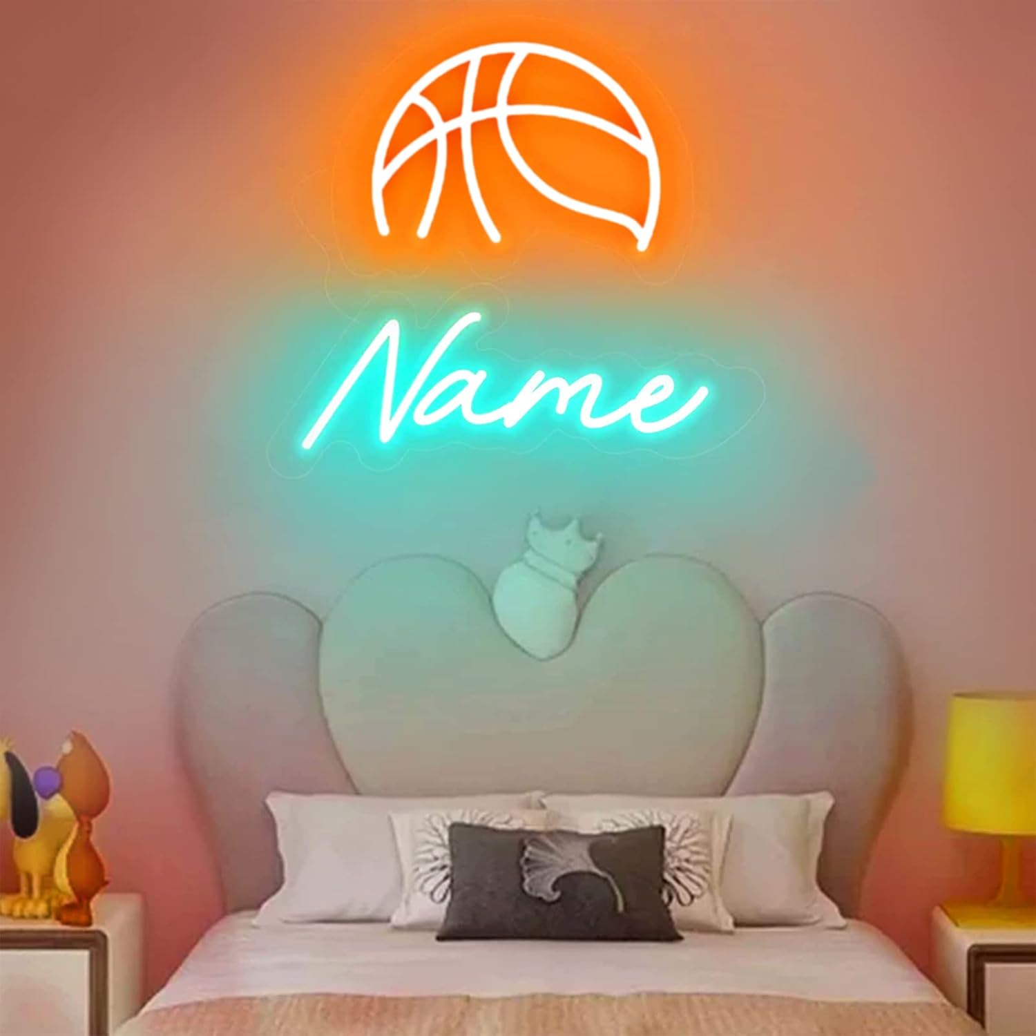 KiMineon Custom Basketball Neon Sign - 18 Inch LED Light Lamp for Boys