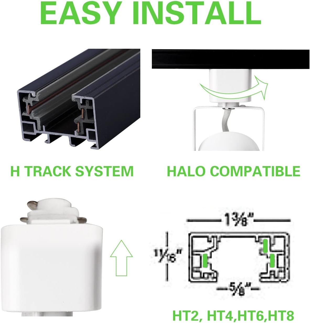 10W H Track Lighting Heads Dimmable LED for Accent Lighting 16Pack